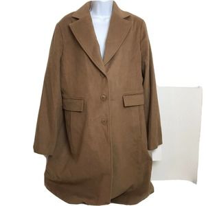 Halogen Wool Blend Brown Button  Coat